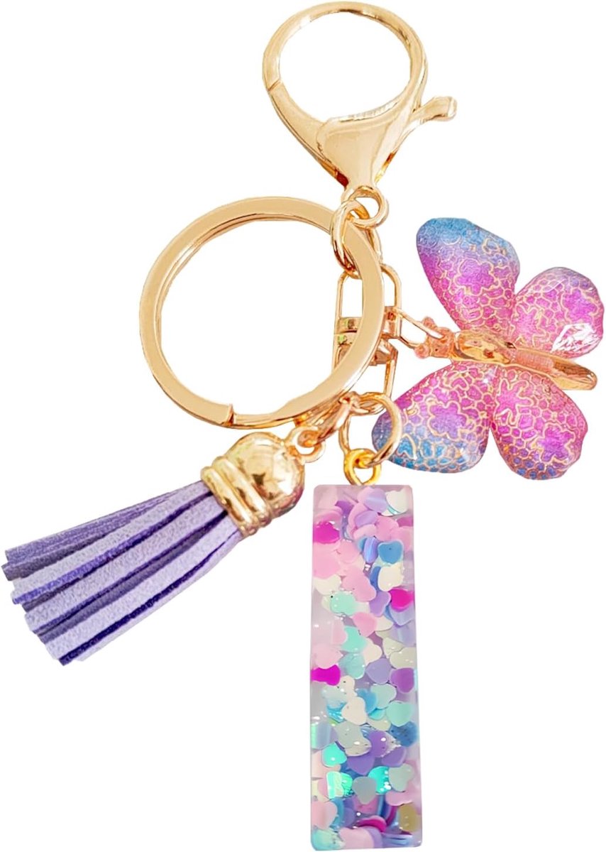 Sleutelhanger sleutelhanger, dames sleutelhanger schattige sleutelhanger gepersonaliseerde sleutelhanger tas sleutelhanger verjaardagscadeaus zus sleutelhanger (paars-I)