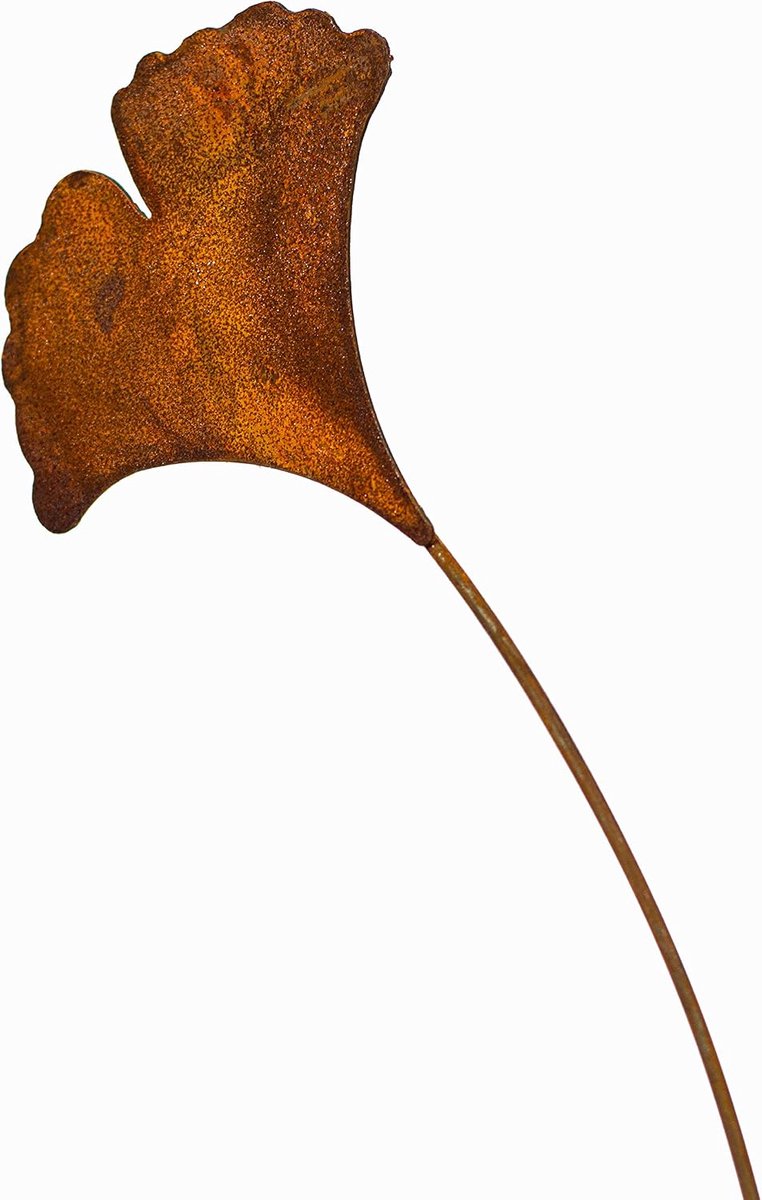 Blad roestdecoratie voor tuin, terras of balkon - metaal patina tuinsteker ginko boom blad sculptuur decoratie