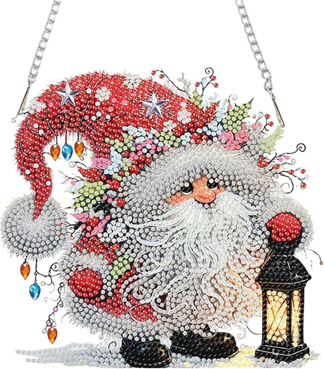 Complete diamantschilderset, hanger, Kerstmis, dwerg, hangende ornamenten, doe-het-zelf, diamantschilderij, originele hanger voor slaapkamer, woonkamer, feest, voor kinderen en volwassenen