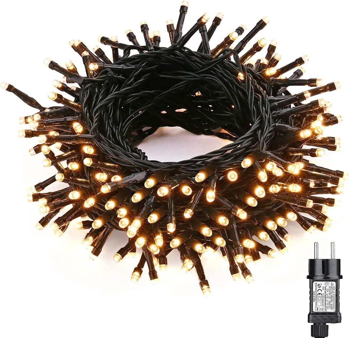 Kerstboomverlichting Warm Wit, 20M 200 LED Lichtsnoer, Waterdicht Lichtketting, Kerstlichtsnoer, voor binnen en buiten, 8 verlichtingsmodi, Timerfuncties, Decoratie Kerstmis