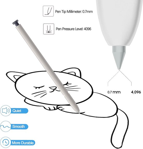 5 Stuks Originele Vervanging Zachte Punten voor Samsung S Pen Galaxy Tab S6 Lite/S10 Lite/S10 FE/S10 FE+ Plus/S10 Ultra/S10+ Plus/S9 FE+ Plus/S9+ Plus/S9 FE/S9/S9 Ultra/S8/S7 FE, Grijs — afbeelding 4