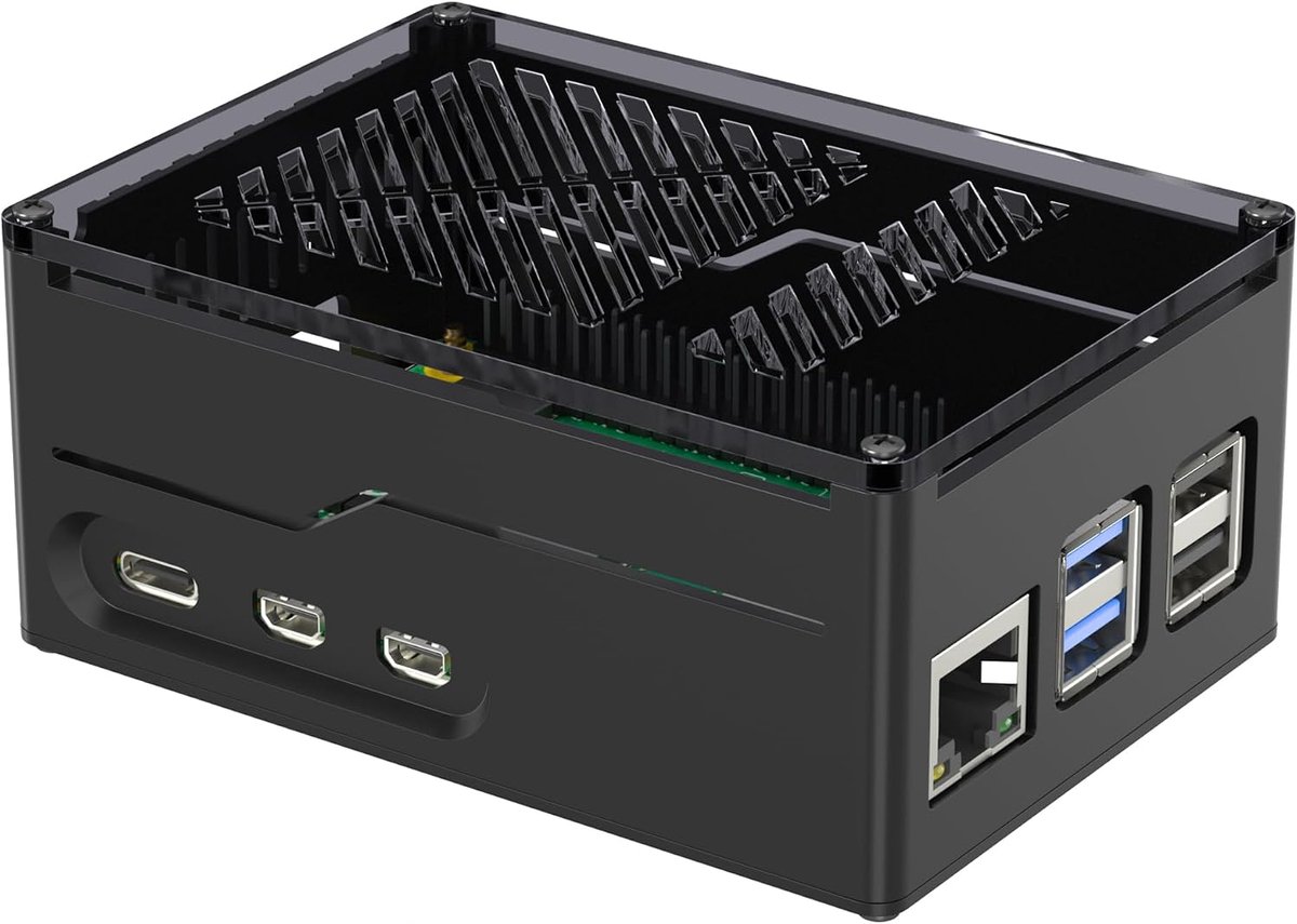 Raspberry Pi 5 metalen behuizing standaard PCIe M.2 NVMe SSD Shield Top X1001 / X1003 / X1000 All SSD Expansion Board at The Top Case voor Raspberry Pi 5 8 GB 4 GB zwart
