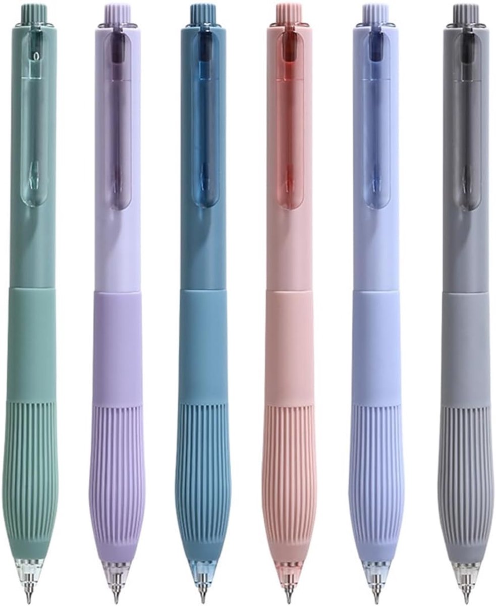 Gelpennen 0,5 mm, zwarte inkt, sneldrogend, 6 stuks, intrekbare rollerball pennen (assorti)