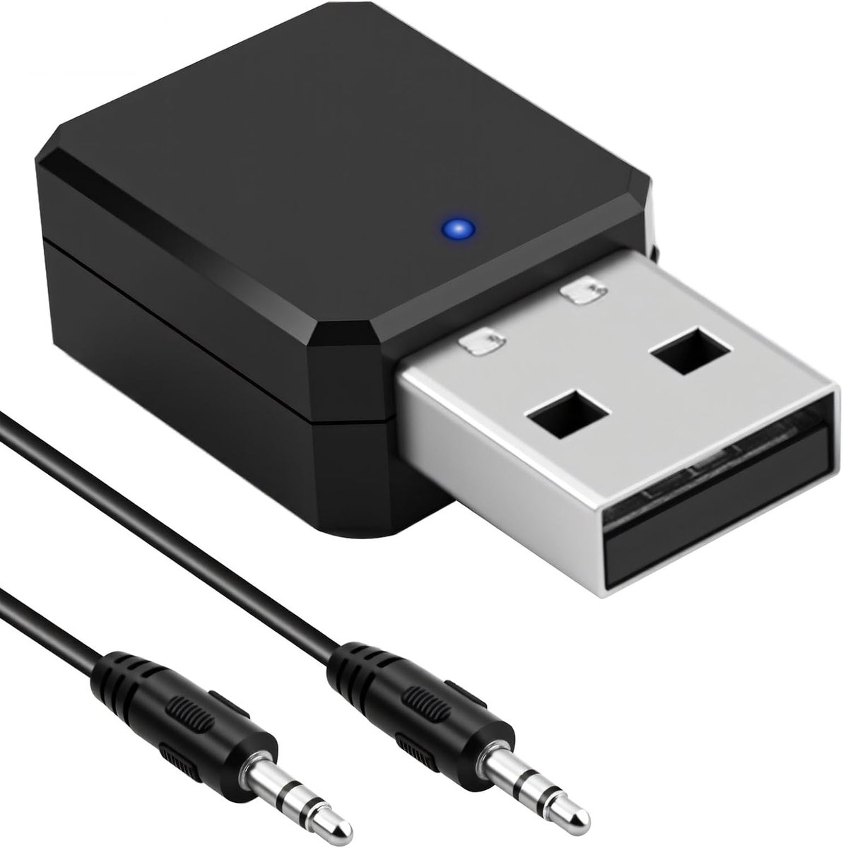 USB-Bluetooth-adapter voor auto, AUX/USB dual output, 3,5 mm kabel, audio-ontvanger voor autoradio, tv, stereo, Bluetooth 5.1 ontvanger voor smartphones en tablets, draadloze muziekadapter