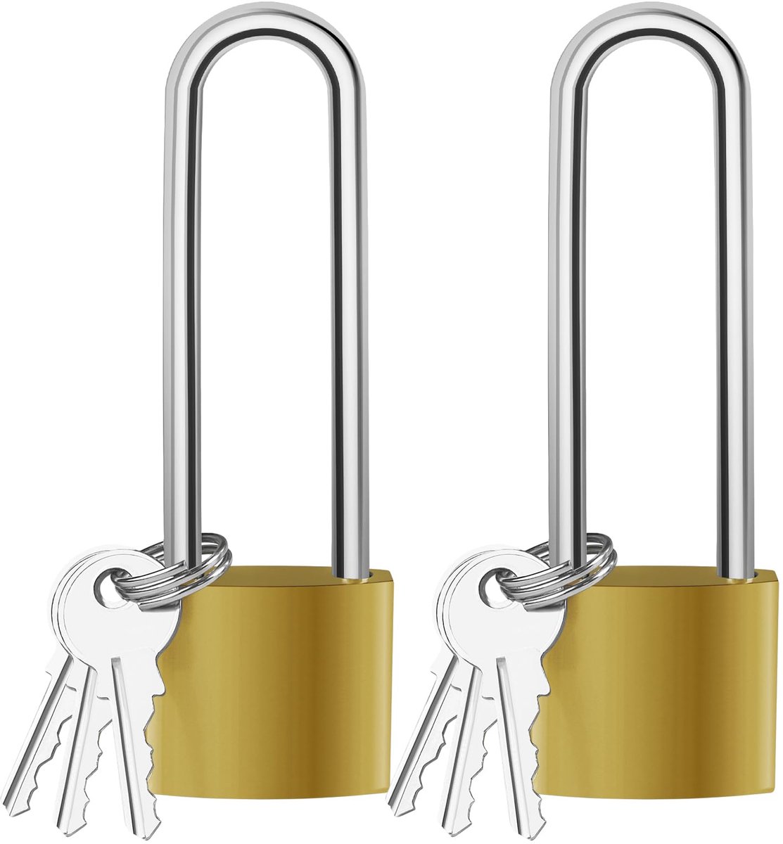 Mesybveo 2 stuks hangslot, 32 mm hangslot, lange beugel met 6 sleutels, lange beugeldikte 4,9 mm, veiligheidsslot met - ShopVlot