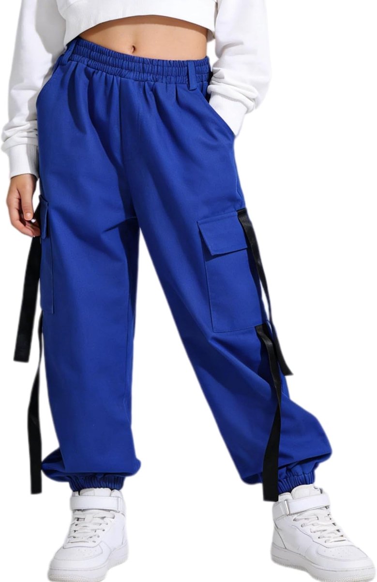 Hiphopbroek voor meisjes, cargobroek met stretch voor jongens, joggers, streetwear en dans