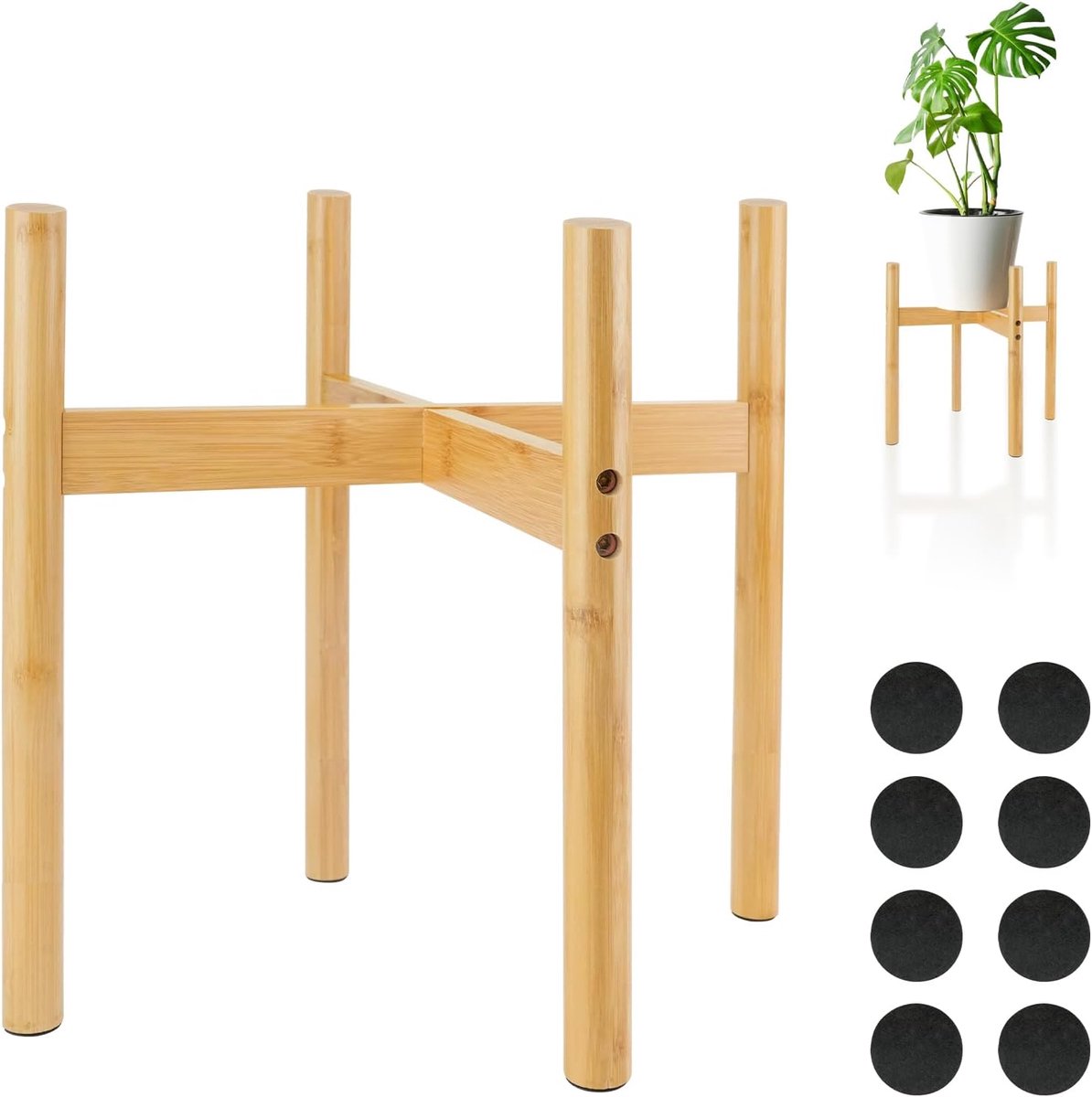 Verstelbare Plantenstandaard, Moderne Houten Plantenpotstandaard Voor Binnen en Buiten, Tuin, Huis, Kantoor (33 cm)