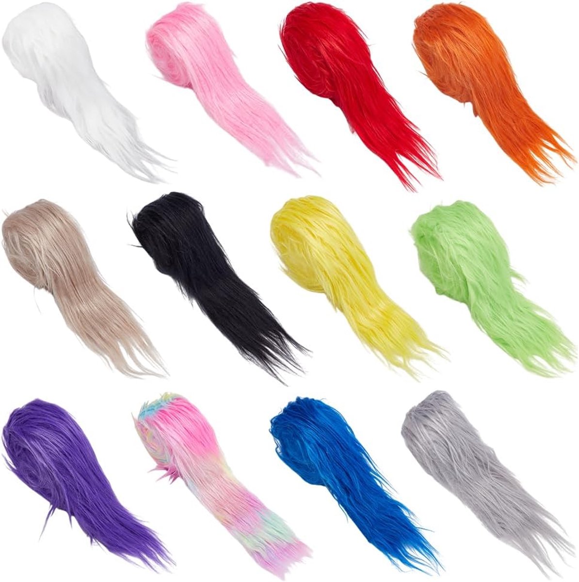12 stuks 12 kleuren kunstbont lint 180 x 5 cm kunstbont super zacht bont trim wollig lint om te naaien, bonsachtige stoffen band voor cosplay kostuum doe-het-zelf knutseldecoratie