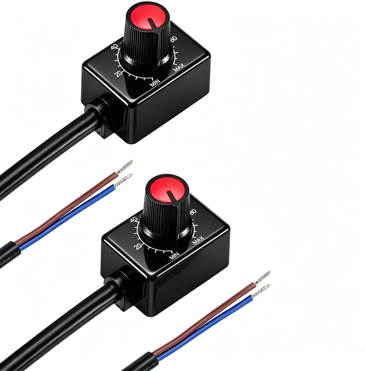 2 stuks DC 0/1-10V LED Dimmer Mini Controller Draaibare Schakelaar PWM Dimmen met Knop Cap voor 0/1-10V Dimbare LED Driver om Binnenverlichting Groei Lamp te Controle