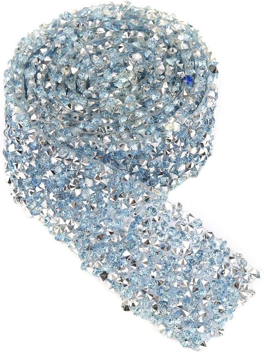 Ribbon Roll Strass Lint Mesh Wrap Roll Crystal Lint Decoratie voor Verjaardag DIY Ambachten Bruiloft:(Lichtblauw)