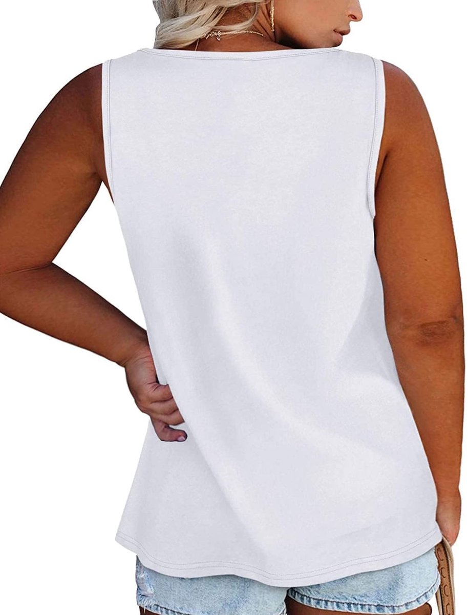 Dames grote maten tanktop mouwloos U-hals T-shirt oversized zomer cami tops met knoop