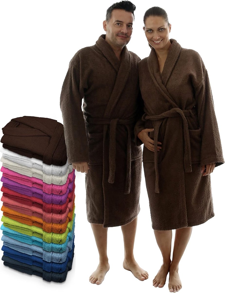 Uniseks badjas voor dames en heren, 100% Amerikaanse badstof, 400 g, met riem, tassen, douche, zachte ochtendjas, handdoek