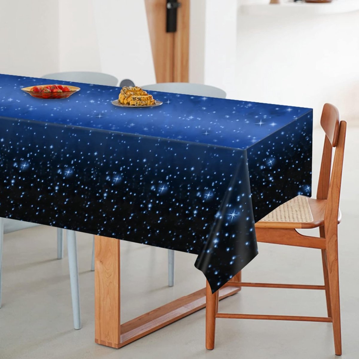 Tafelkleden, 137 x 274 cm ruimte hemel tafelkleed decoratie tafelkleed, rechthoekige tafelkleden, plastic tafelkleden voor binnen of buiten feesten verjaardagen bruiloften Kerstmis