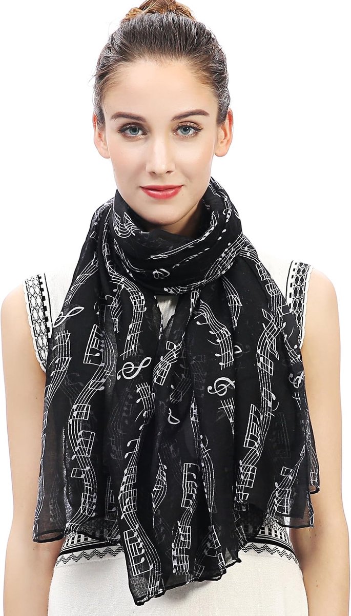 & Lily Muzieknoot Print Dames Sjaal Sjaal Wrap Lichtgewicht