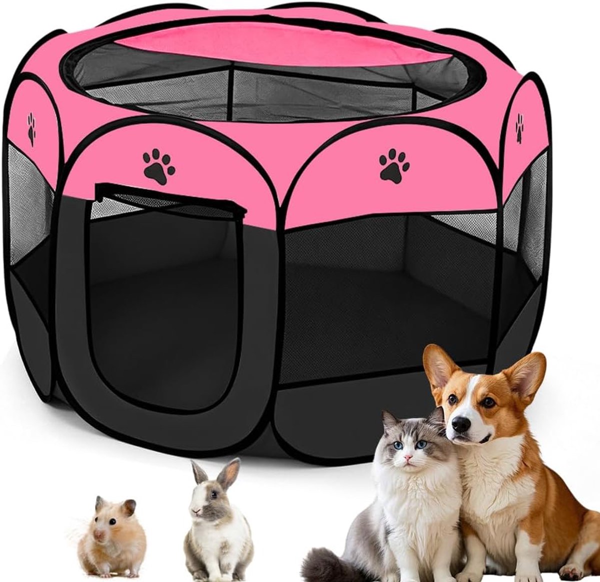 Puppyuitloop, opvouwbaar hondenhok voor woning, kattenverblijf, hondenhok voor woning, konijnenverblijf, voor hondenbox, katten, konijnen en kleine dieren, zowel binnen als buiten