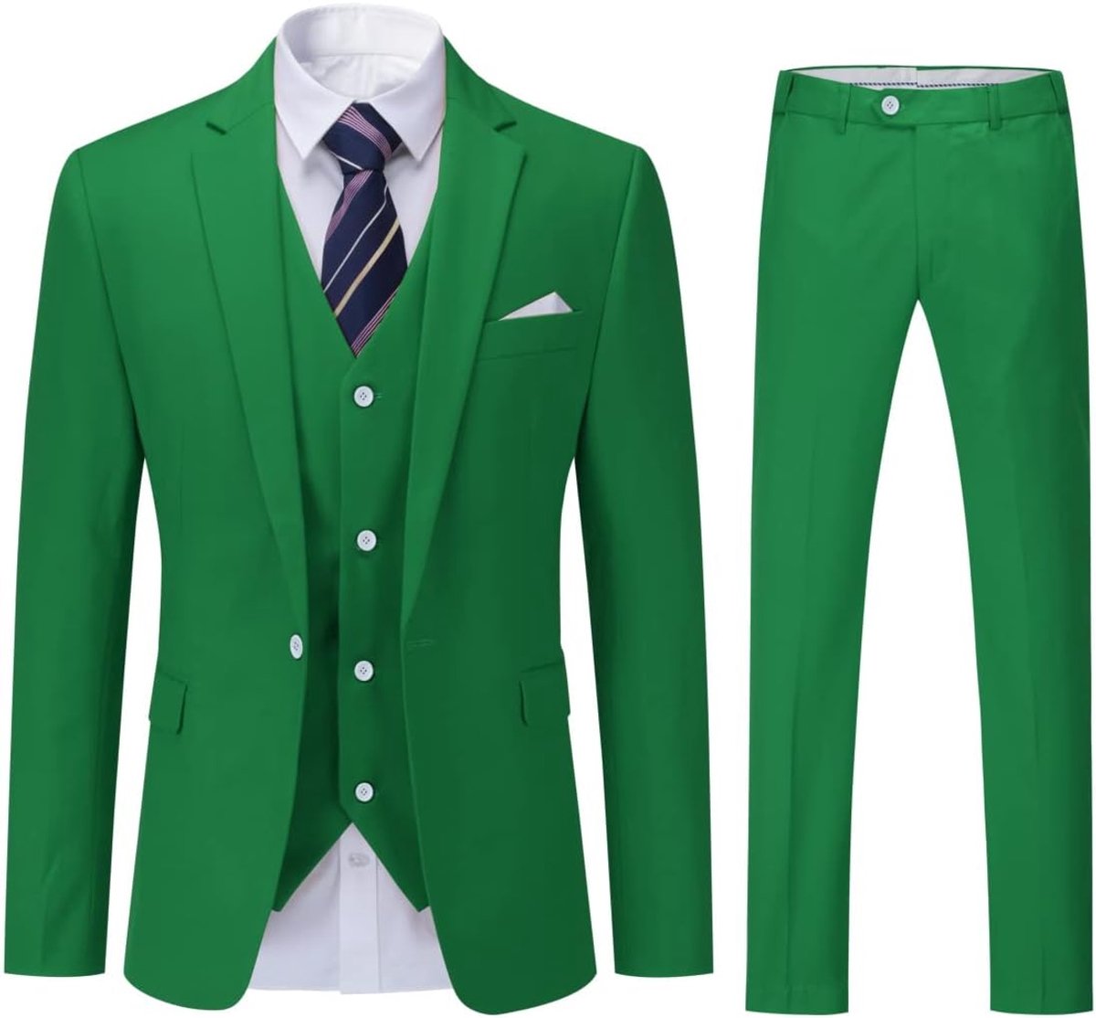 Heren 3-delig pak formele zakelijke slim fit pakken 1 knoop solide blazer vest broek