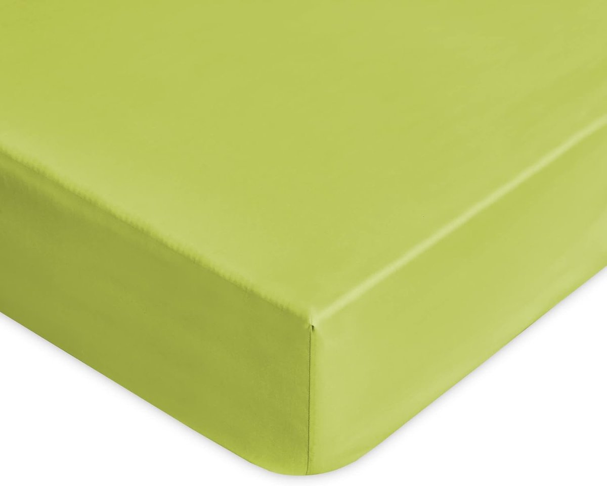Hoeslaken voor twijfelaar, 100% hoogwaardig katoen, gemaakt in Italië, 120 x 200 x 30 cm, effen, model: Tortona, groen
