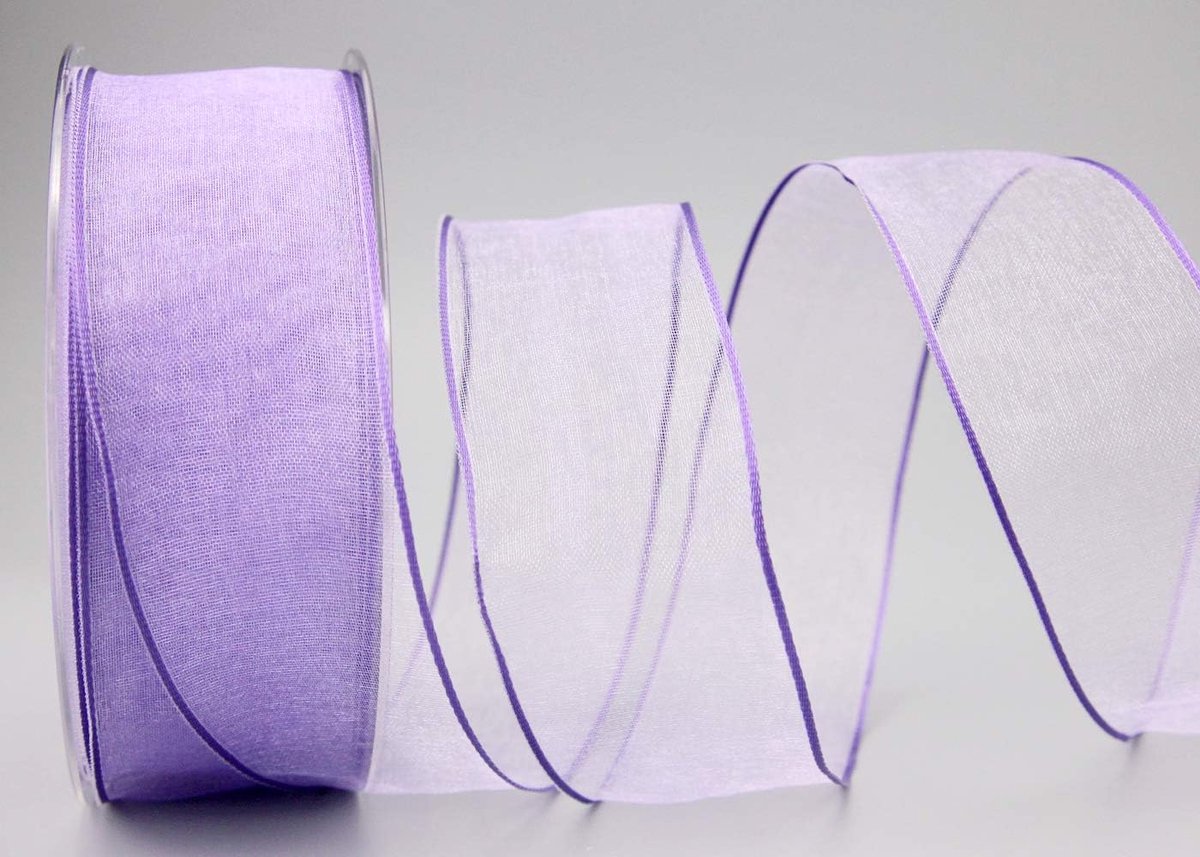 20 m x 40 mm decoratief lint chiffon lila lavendel cadeaulint lint transparant organza met vormvaste randen premium kwaliteit bruiloft verjaardag chiffon lint effen