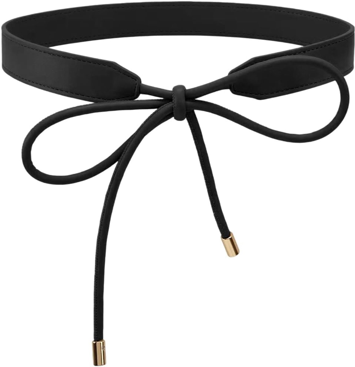 Riem van kunstleer voor dames, met knopen, Boheemse stijl, decoratieve accessoires voor jurken, jassen en truien, 1,65 m (zwart)