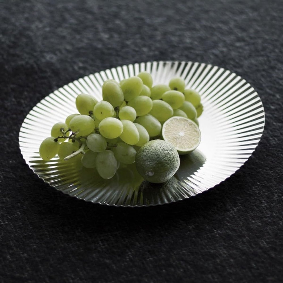 Fruitschaal Geribbelde serveerschaal Glanzende decoratieve schaal for fruit, snacks, arrangementen, servies for keuken en eetkamer