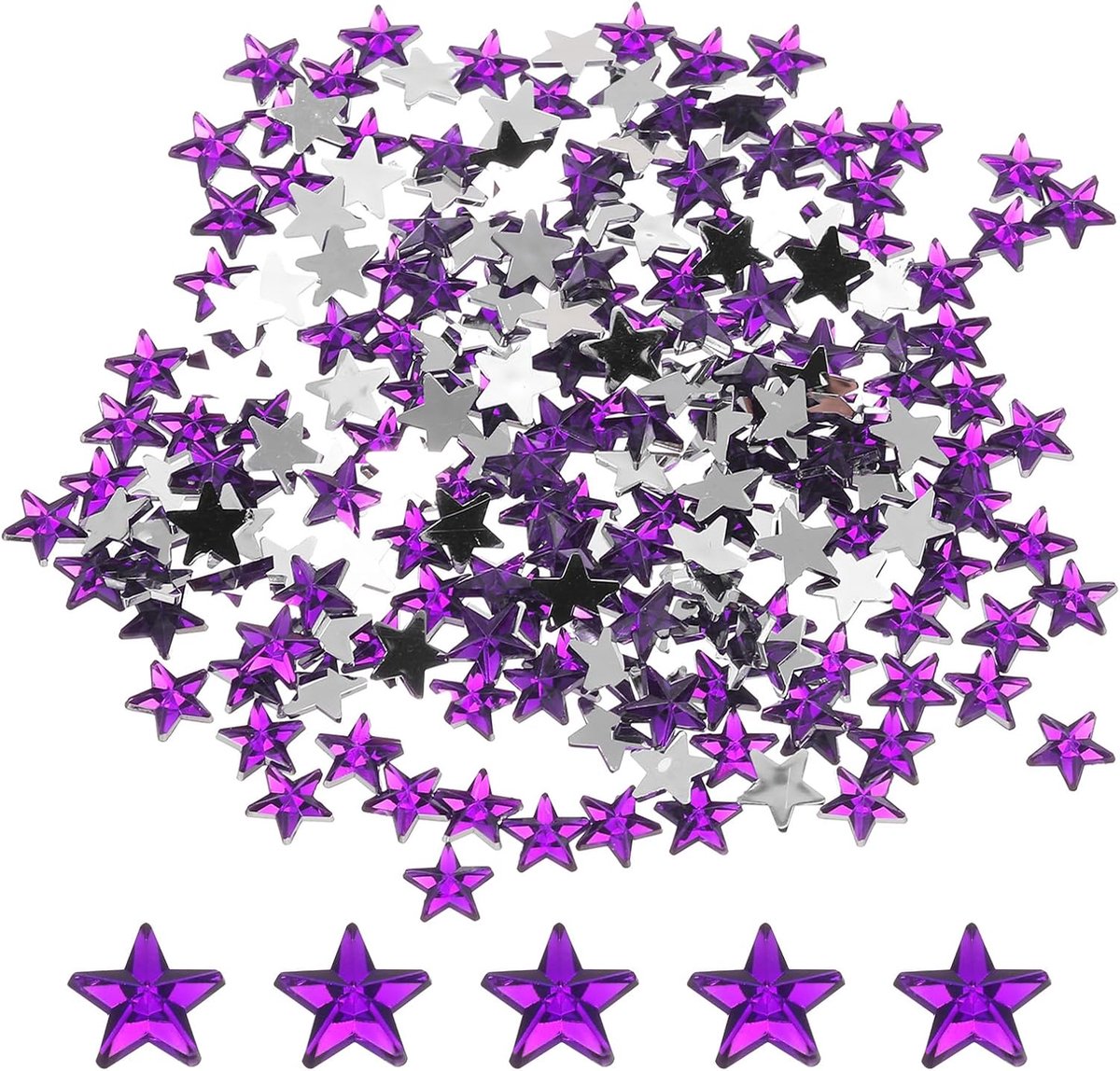 200 stuks acryl sterren strass 6 x 6 mm platte achterkant kunststof edelstenen sieraden stickers voor knutselwerk kralen gezicht schilderen kostuumsieraden maken, donkerpaars