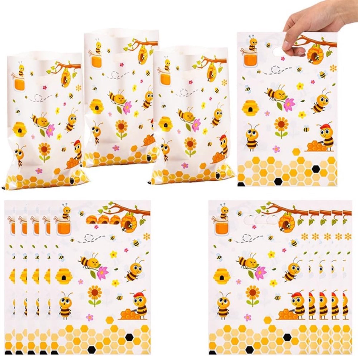 Cadeauzakjes voor bijen, snoepzakjes, 20 stuks, papieren zakken, herbruikbaar, feestzakjes voor Kerstmis, verjaardag, feest