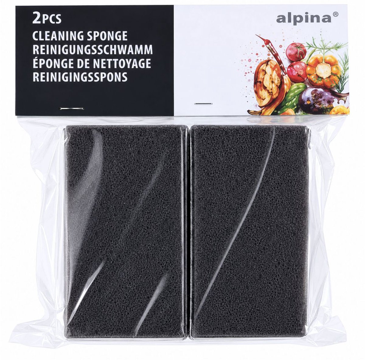 Merkloos / Sans Marque Grillsponsenset - 2 stuks - zwart - 12,5 x 7 x 4,5 cm - voor schoonmaken van grillroosters en barbecue [56258]