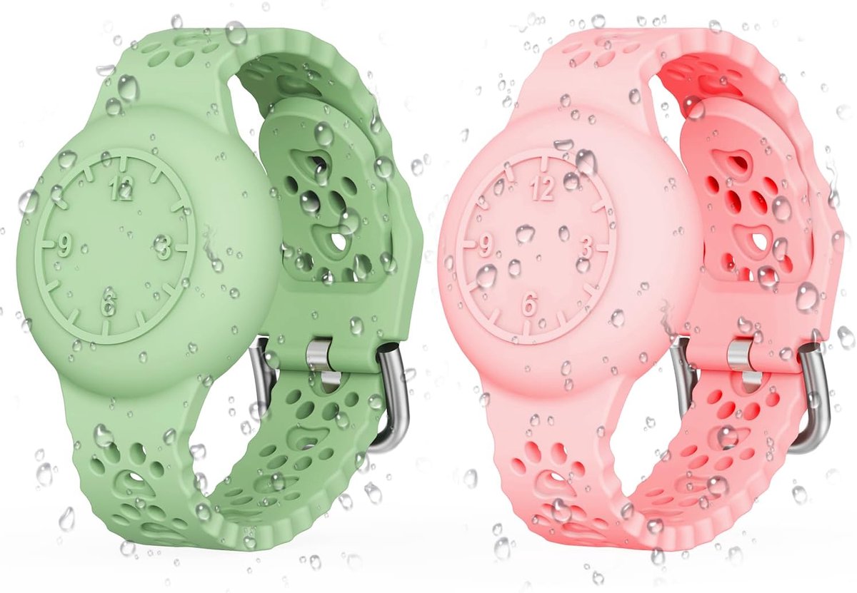Compatibel met Airtag-armband voor kinderen, waterdichte luchttaghouder voor kinderen, verstelbare zachte siliconen volledige dekking ontwerp, lichtgewicht GPS-trackerhouder compatibel met Apple Air