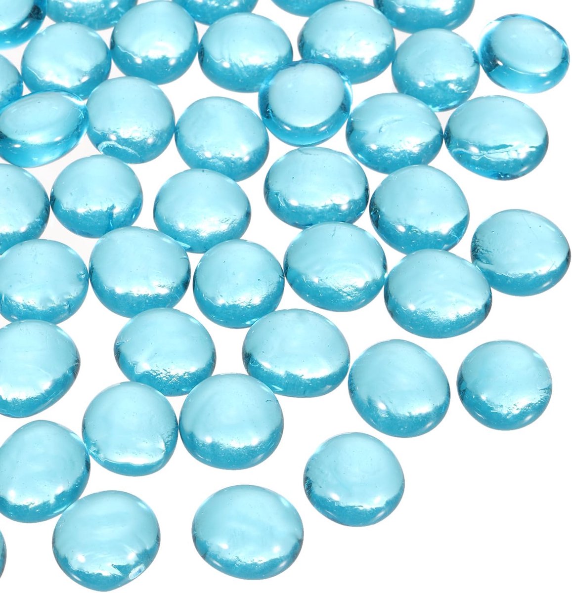 Glasparels, 40 stuks platte glazen edelstenen, zeeblauw, 0,44 lbs (0,47-0,55 inch), glazen ks, kiezelstenen voor vazenvulling, aquarium, decoratie, doe-het-zelf handwerk