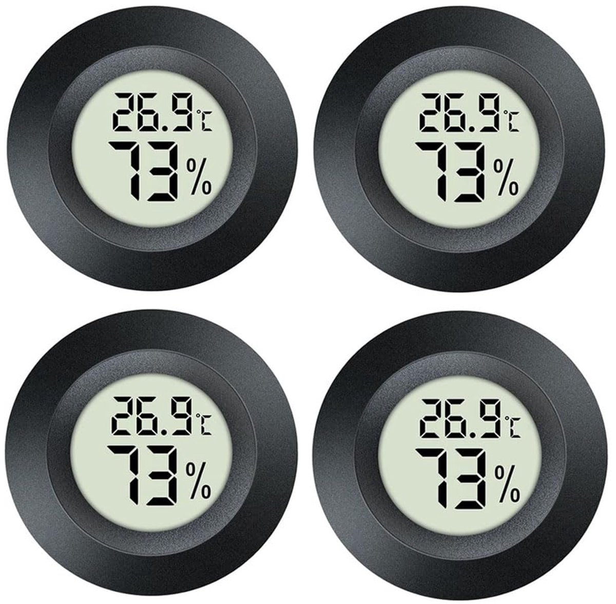 Hygrometer, thermometer, digitale vochtigheidsmeter, indoor/outdoor, vochtigheidsmonitor, reptiel, thermometer voor humidors, Greenhouse, tuin, Cellar Fahrenheit (℉) of Celsius (℃), zwart, 4