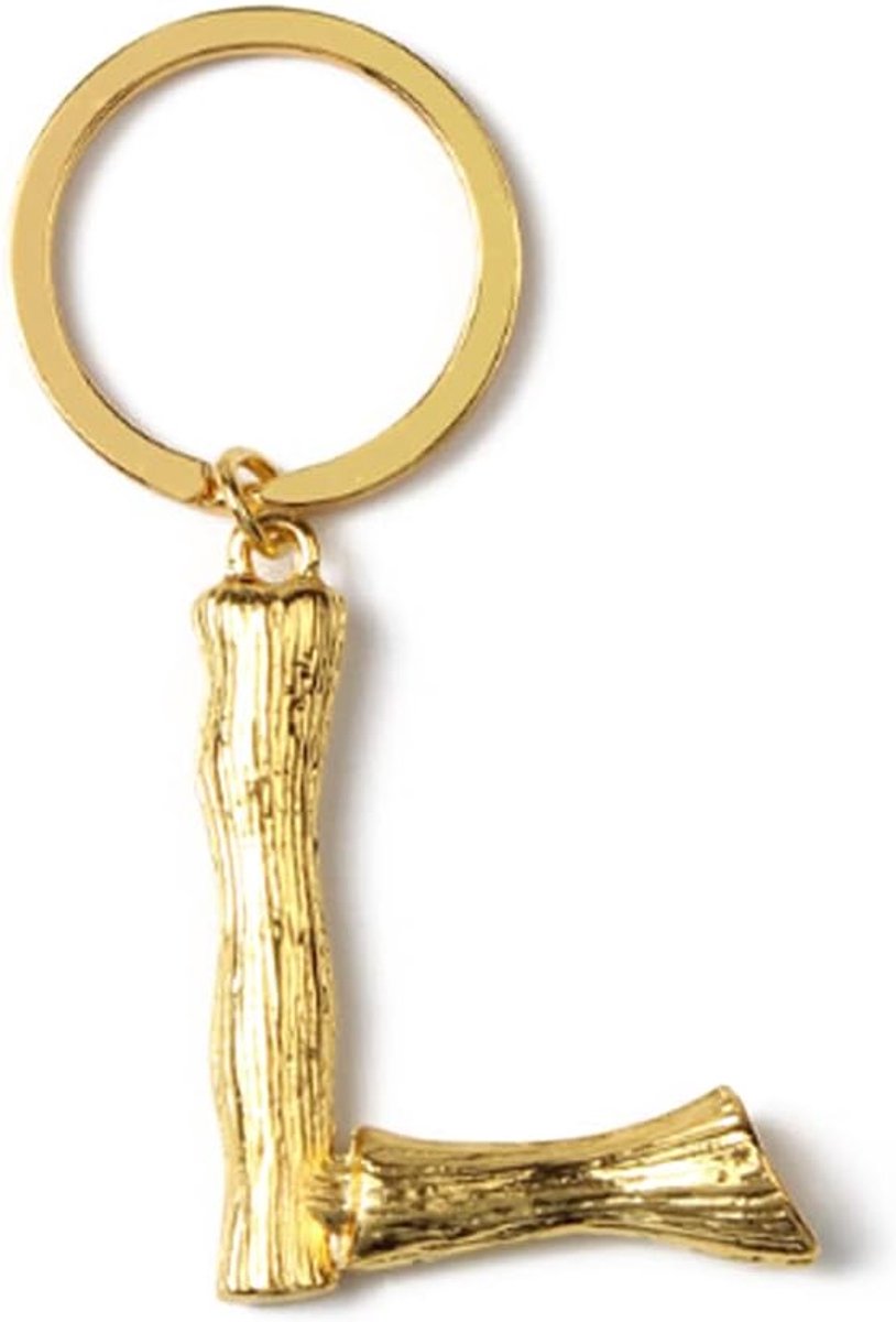 Sleutelhanger met letter L roestvrij staal auto sleutelhanger metaal sleutelhanger Valentijnsdag verjaardag kerstgeschenk voor vrouwen en mannen goud