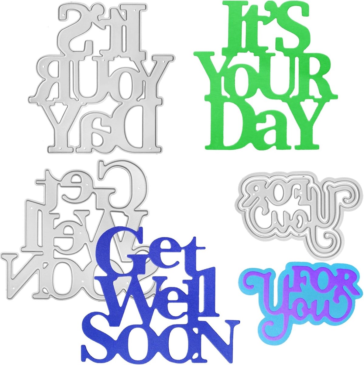 Cuts voor Kaarten Maken, SENHAI 3 Sets Zegeningswoord Snijden Dies Het Is Jouw Dag Woorden & Word Snel Beter Wenswoorden & Voor Jou Embossing Woord Metalen Snijden Dies voor DIY Scrapbooking Decor