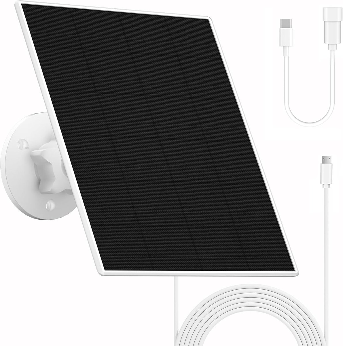 Zonnepaneel voor eufy camera, 5 V 5 W compatibel met eufyCam 2/2 Pro/2C/2C Pro/3/3C/E/E20/E40/L20/L40/S330, SoloCam E20/E40/S230/Spotlight, IP65-oplader
