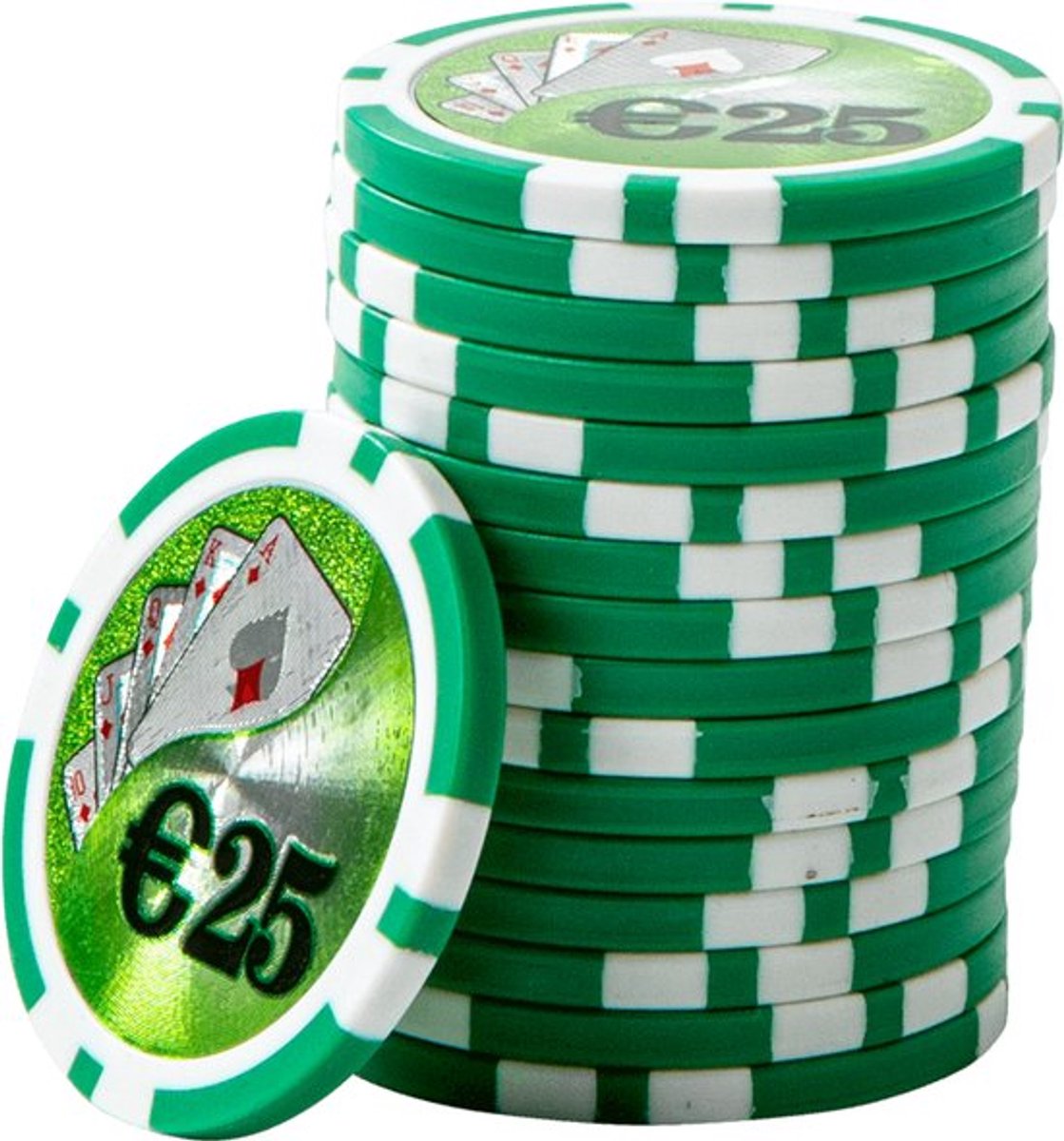 ABS Cashgame Poker Chips €25 groen (25 stuks) - pokerchips - pokerfiches - ABS chips - pokerspel - pokerset - poker set