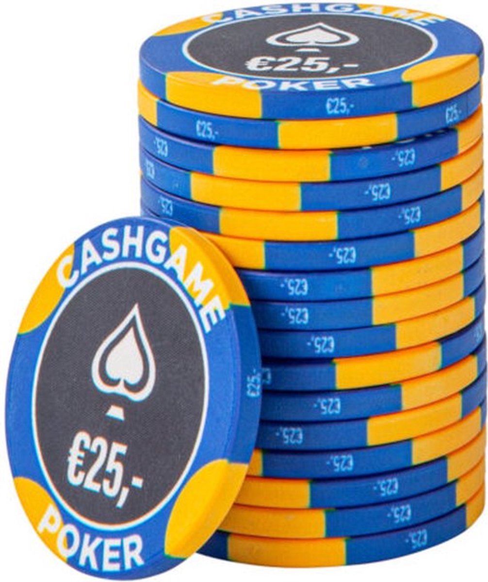 Keramische Cashgame chip €25 Groen/Oranje