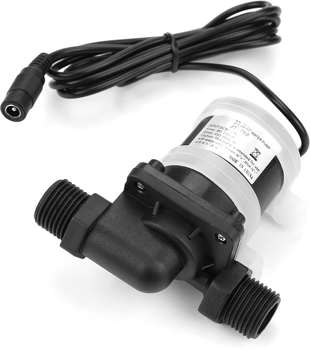 24 V borstelloze waterpomp voor waterboilers op zonne-energie, kleine visvijver, aquarium, tuinvijver, vis, container, waterfontein, entertainment, -40 °C ~ 100 °C