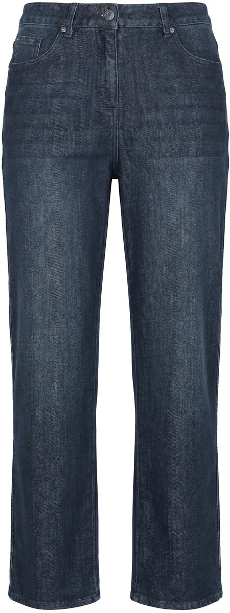 Ulla Popken - Dames - Jeans Mary wijde pijpen stretchdenim - Middenblauwe denim - Maat 62