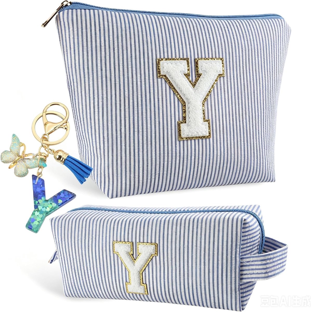Make-uptas voor dames en meisjes, sleutelhanger en make-uptas met initialen, gepersonaliseerde cadeaus voor moeders, vriendinnen en zussen, En, Klassiek