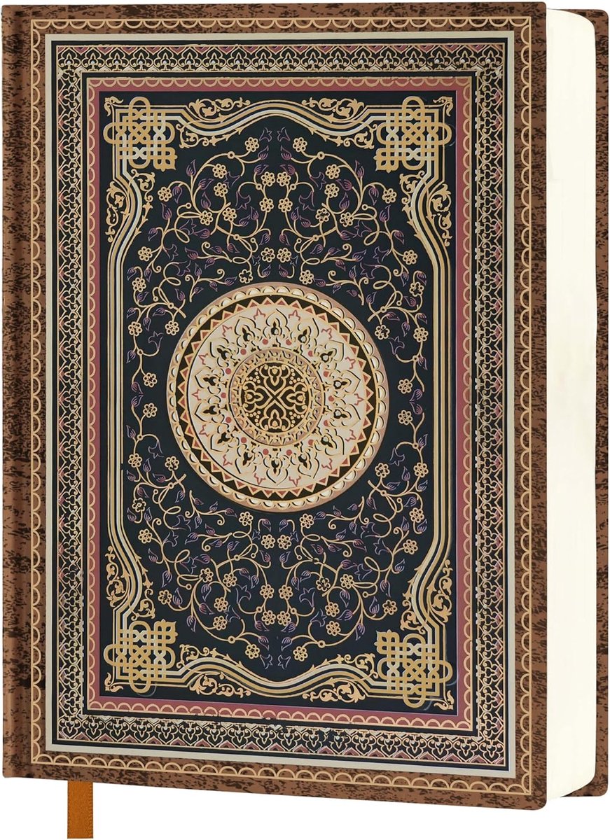 Notitieboek A5 Blanco, Vintage Hardcover Journal, 288 pag. 120 g/m² blanco, goudgestempeld bloemmotief, unisex, 14x21 cm
