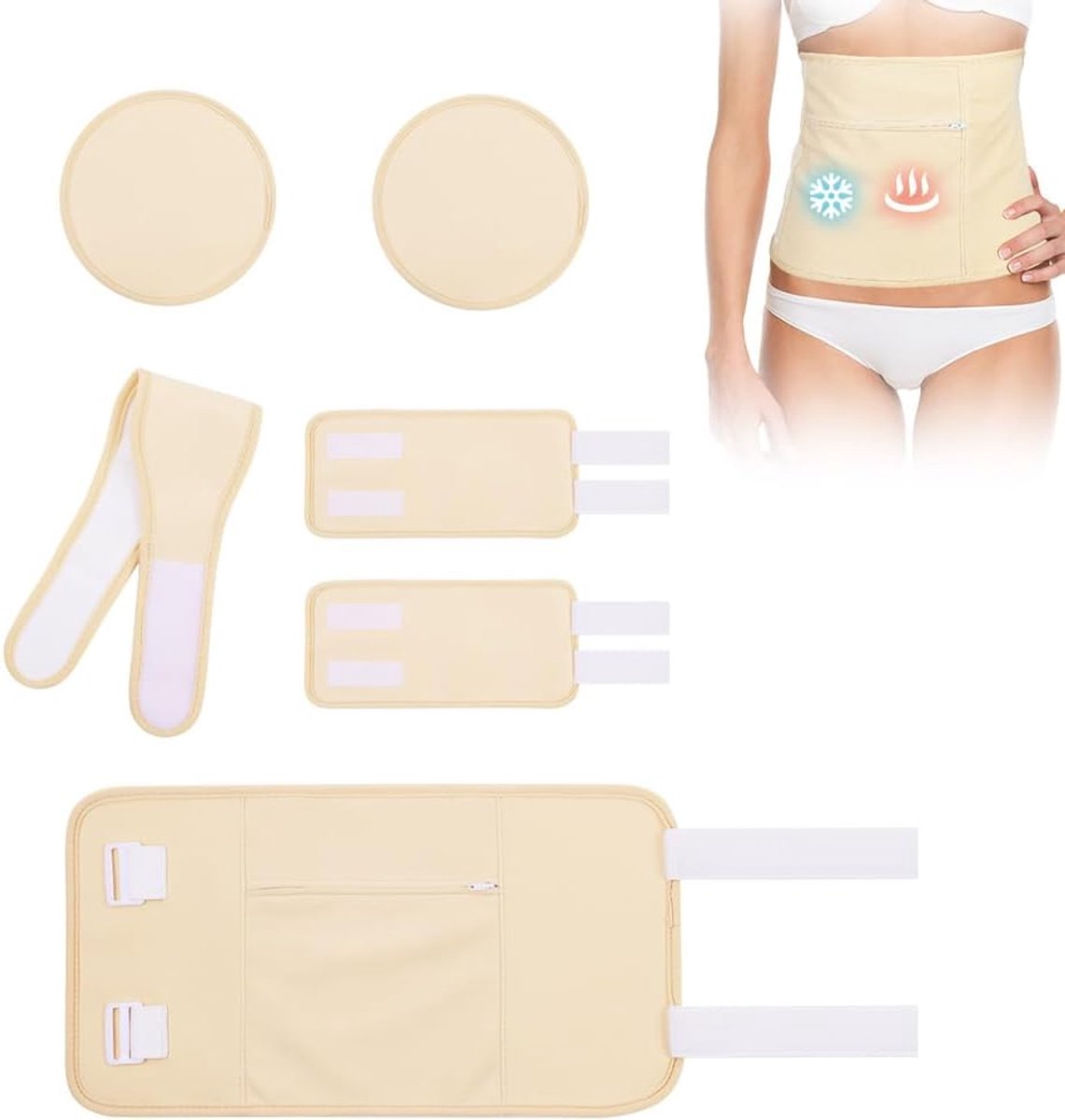 Castor Oil Pack Wrap Kit, 6 stuks herbruikbare biologisch katoen ricinusolie wrap kit, biologische ricinusolie compressie wrap voor taille nek been knie, machinewasbaar anti-olielek, (olie niet