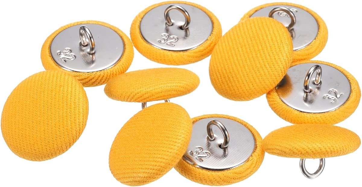 Knopen 20 mm 4/5" ronde metalen knopen met satijnen stiksel voor bruidsjurken, trouwpakken, blouses, truien, geel