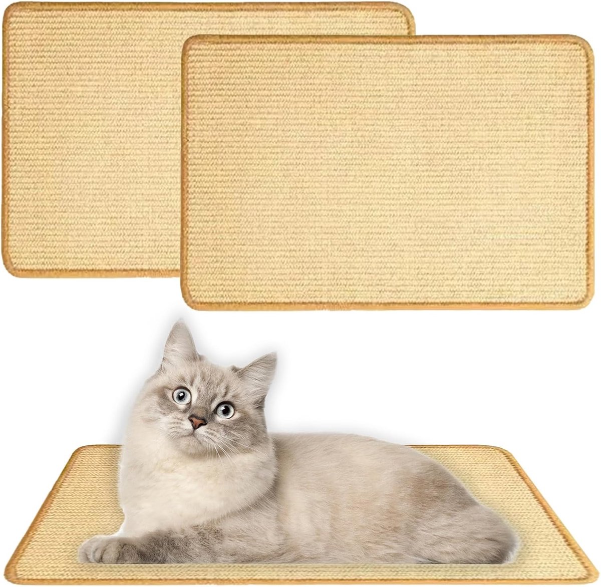Krabmat kat 2 stuks krabmat zelfklevend sisal beige krasbescherming bank kat met klittenbandsluiting krabplank muur antislip voor meubels banken muren bedpoten kast deur vloer