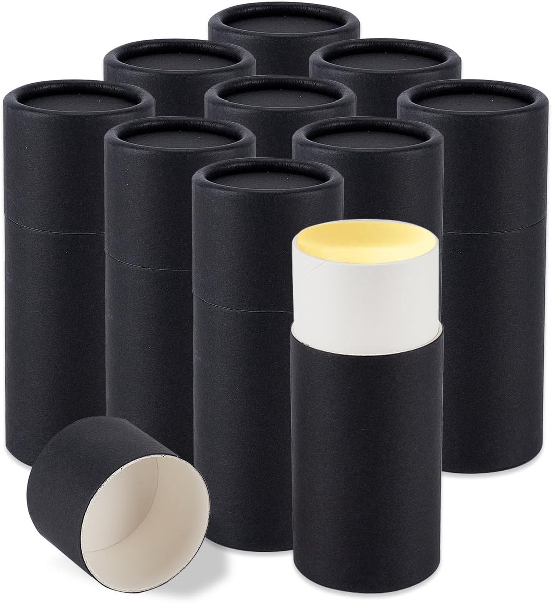 10 stuks zwarte kartonnen deodorantbuizen, 2 oz lege kartonnen deodorantcontainers, push-up stijl kraftpapier pot buis ronde kartonnen vaste container voor doe-het-zelf zelfgemaakte
