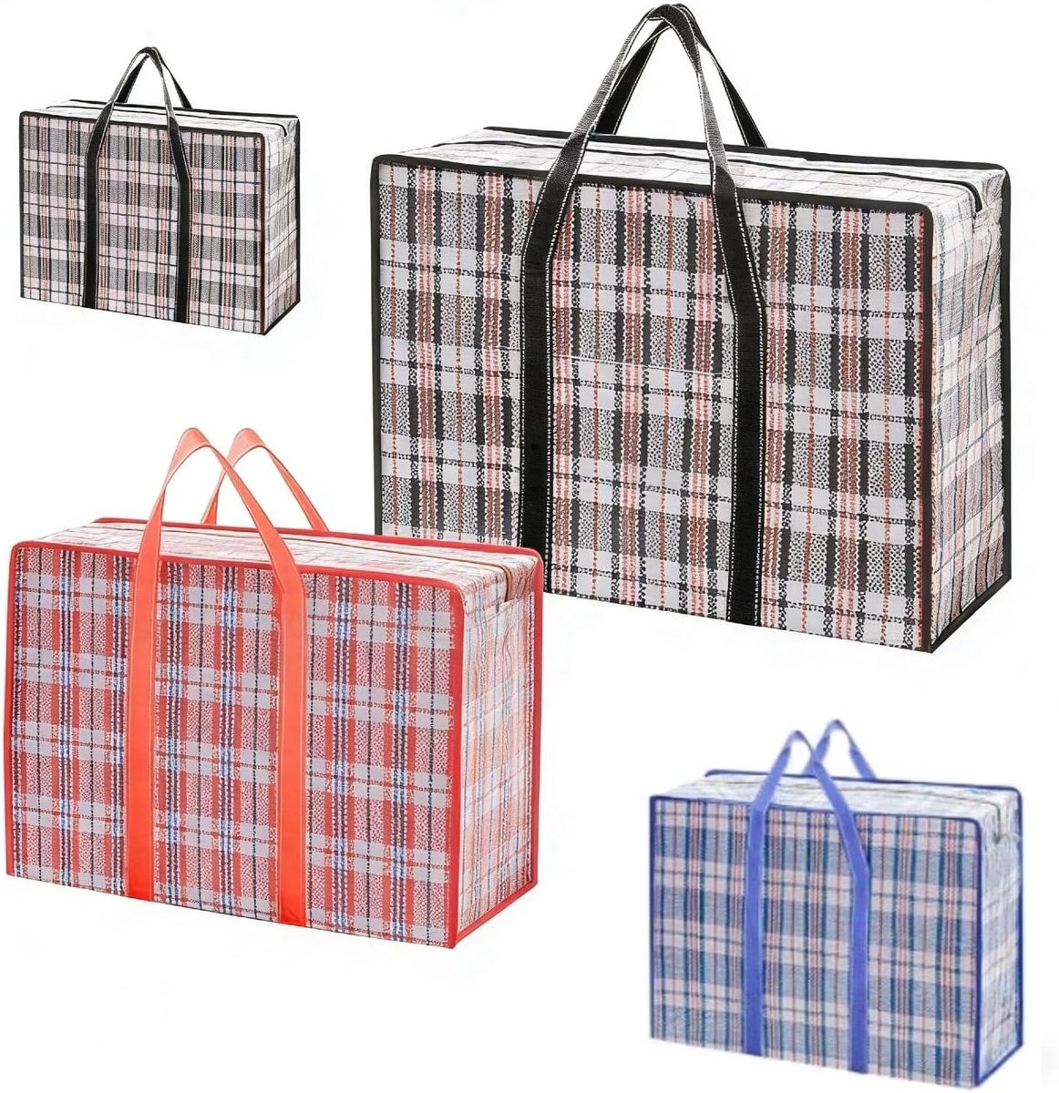 6 stuks opbergtas, ritssluiting, grote opbergtas, jumbo tas, ritssluiting, jumbo waszakken, plastic tas, opslag, robuuste waszakken, wasgoed, boodschappentassen