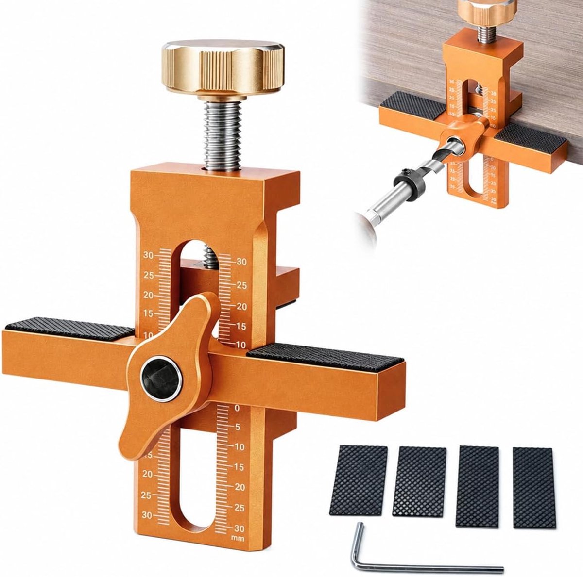 Montagepositionator voor kastdeuren, verstelbaar montagegereedschap voor kastdeuren met boorgeleiding voor nauwkeurige uitlijning en montage van deurdiktes 7-40 mm