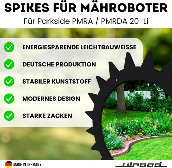 2 spikes voor robotmaaier voor Lidl Parkside PMRA PMRDA 20-Li tractie-hulp, tractiewielen voor meer helling, grasmaaier, robot, accessoires, leuningwielen, robotmaaier — afbeelding 4