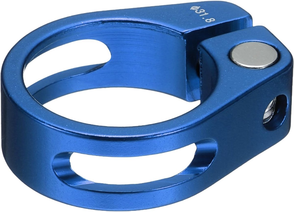 Fietszadelsteunklem, 31,8 mm, fietsclip van aluminiumlegering, fietszadelsteunring met M4-binnenzeskantschroef voor 27,2 tot 28,6 mm fiets, racefiets, steunbuis, blauw