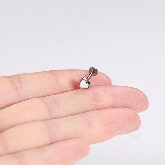 Studs lipringen G23 titanium monroe-piercing lippiercing sieraden intern schroefdraad helix tragus kraakbeen conch oorbellen dames meisjes piercing sieraden zirkonia opaal — afbeelding 3
