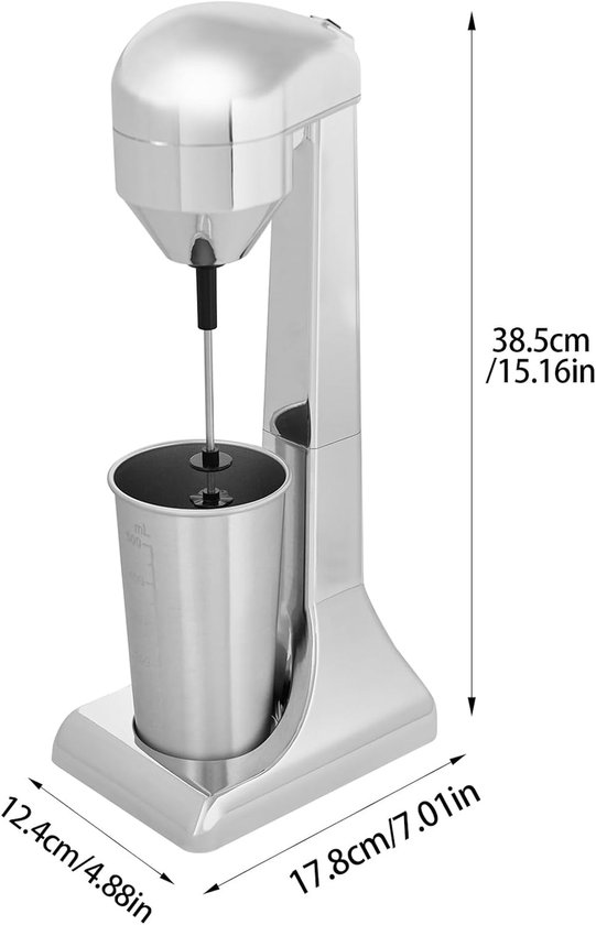 Staande mixer, elektrische melkshaker met 2 snelheden, beker van 500 ml, 100 W, 22000 tpm, elektrische mixer voor smoothies, milkshakes, cocktails — afbeelding 5