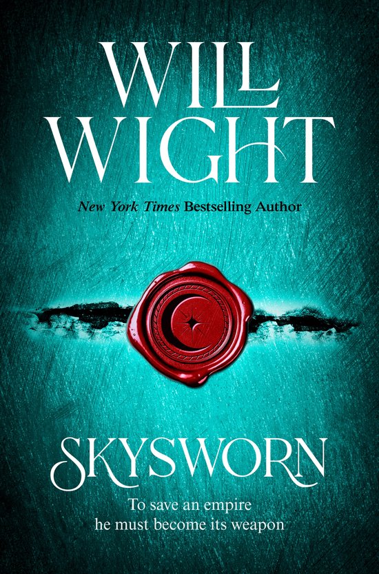 Boekomslag van Skysworn, met rode zegel en tekst 'Will Wight'.